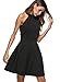 BOKALY Women's Vintage Pleated Party A-Line Dress Elegant Casual Work Dresses (M, BK501-Black 01)