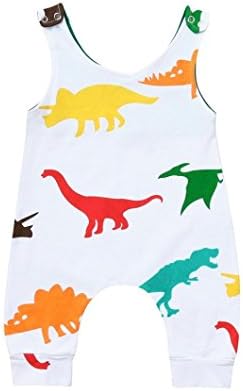 Jchen(TM) Summer Newborn Baby Boys Girls Dinosaur Print Sleeveless Romper Bodysuit Jumpsuit for 0-24 Months