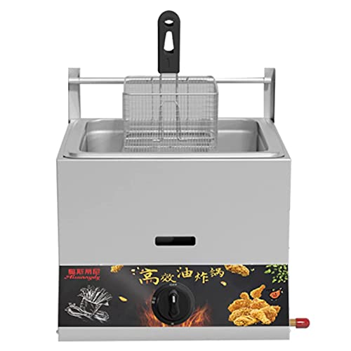 CFYP Friteuse GPL en Acier Inoxydable pour la Maison et Le Commerce, Friteuse à Gaz de Grande Capacité 11L/22L/23L, Puissance de Feu Réglable, avec Paniers et Couvercles, Facile à Nettoyer