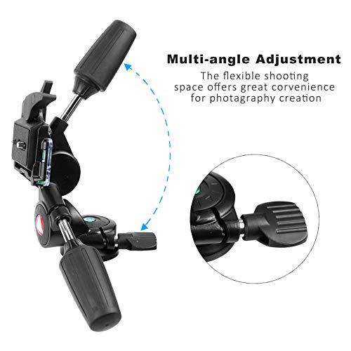 Tripod Pan Head and Tilt Head Professional 3 Way Pan with 1/4-Inch Threaded Quick Release Plate for Tripod, Monopod, Camera Slider, DSLR Camera, Camcorder