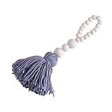 Afco Nordic Wood Beads Tassel String Design Kids Room Tent Bed Wall Hanging Ornaments (Grey)