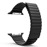 Apple Watch Band Series 1 Series 2, MoKo Premium Soft Leather Loop Band with Strong Adjustable Magnetic Closure for for 42mm Apple Watch 2015 & 2016 All Models, Black (Not fit 38mm Versions)