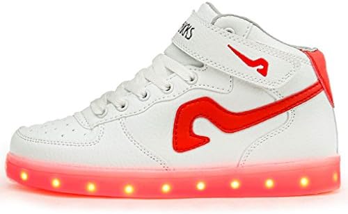 Ravekicks – Men's Led Shoes USB Rechargeable Light Up Shoes – Comfortable Insole &amp; Cushioned Interior Walls – Variety Of Lighting Colors &amp; Striking Modes – Classics White/Red 8