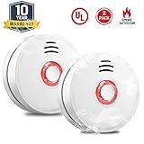 Smoke Alarm Fire Alarm Smoke Detector with Test Button 9 Volt Battery-Operated Photoelectric Smoke Alarms for Bedroom,Kitchen,Corridor,Bathroom and Hotel,10 Years 2 Pack Smoke Alarm with UL Listed