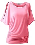 TWINTH Drape Tunic Top Plus Size Loose Fit Cut Out Off Shoulder PINK M