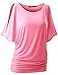 TWINTH Drape Tunic Top Plus Size Loose Fit Cut Out Off Shoulder PINK M