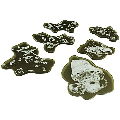 LITKO Space Fighter 2nd Edition Asteroid & Debris Templates, Translucent Grey (6)