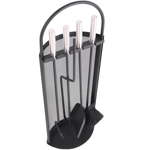 5tlg. Set Kaminbesteck / Kaminzubehör aus Edelstahl Kamingarnitur