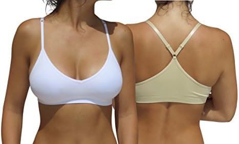 Blue 55 Women's Racerback Bralette Sexy Everyday Basic Deep V-Neck Wireless W/Removable Padding Bra