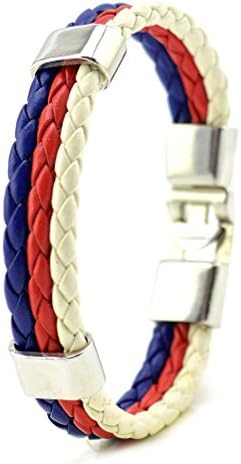 Aisue FIFA World Cup Football Club Theme Mens Wrap Cord Leather Strap Bracelet Wristband