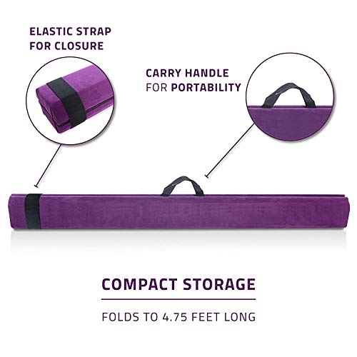 Vehipa Gymnastics Balance Beam,8.2 Ft Wood Core Folding Floor Balance Beam with Anti-Slip Base,Foam Top and Carry Handles,Home Training Floor Beam (Purple)