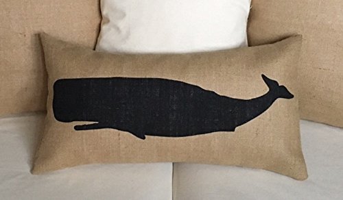 Whale Burlap Pillow Cover Fits A 12 X 22 Pillow Insert Not