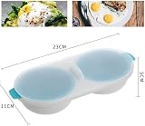 PERMORMAK Microwave Egg Poachers Double Cup Egg Cooker Blue Non-Stick view 5