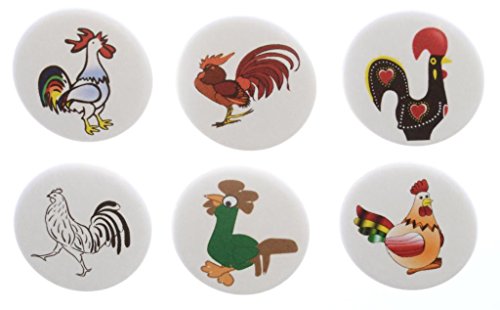 A&T Designs Set 6 Rooster Themed 1.25