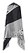 Women's Vintage Owl Print Color Block Pashmina Shawl Scarf Cape Thin Cardigan (One Size, Black&Gray)