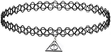 Quidditch,Black Vintage Stretch Tattoo Henna Choker Hippy With Triangle A Pendant Necklace Style (#7)