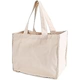 LONGTEN Reusable Grocery Bags Large Shopping Bags Cotton Eco Tote Bags Durable Canvas Bags Foldable Bags Compartment multi-po