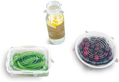 Enjoy Eco Silicone Stretch Lids, 7 sizes pack includes 1 in XL size food covers. FDA approved, 100% Food Grade silicone expandable to fit various sizes kitchen container, dishwasher, freezer, microwav