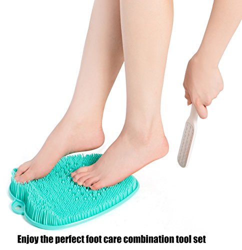 Bath & Shower Floor Foot Scrubber Brush Combined with a Foot File Callus Remover, Perfect as a Pedicure Tool Clean Set,Best for foot Spa Soak,feet Wash