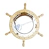 Nagina International Premium Ornamental Golden Wooden Ship Wheel with 15" Deluxe Brass Porthole Mirror - Home Decor 41pGRCzOGnL. SS100