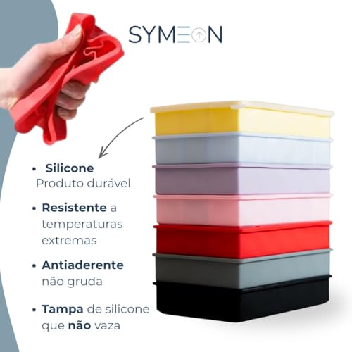 SYMEON Forma de Gelo Silicone Com Tampa Livre de BPA Flexivel 15 Cubos de 27ml Cada Prática Resistente e Reutilizável Forma Para Papinha Gelatina Frutas (ROSA)