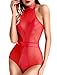 Aoymay Women's Teddy Lingerie Sexy One Piece Halter Leather Stretch Bodysuit Plus Size Outfit