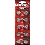 LOOPACELL AG13 LR44 L1154 357 76A A76 Button Cell Battery 10 Pack