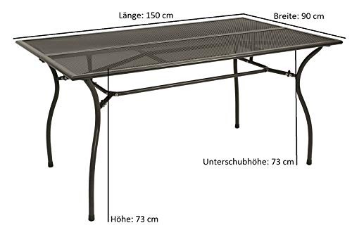 DEGAMO Gartentisch Classic 90x150cm rechteckig, aus Metall, Tischplatte Streckmetall, anthrazit, Outdoor – Bild 3