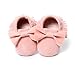 LIVEBOX Infant Baby Girls and Boys Premium Soft Sole Moccasins Tassels Prewalker Anti-Slip Toddler Shoes (S: 0~6 months, Bow- Princess Pink)