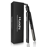 Huachi Flat Iron Travel Portable Ceramic Hair Straightener Titanium, Ionic Dual Voltage Iron with Auto Shut Off Function, Adjustable temperature 446F Salon High Heat, 1 inch (9Pcs Hair Clips for free)