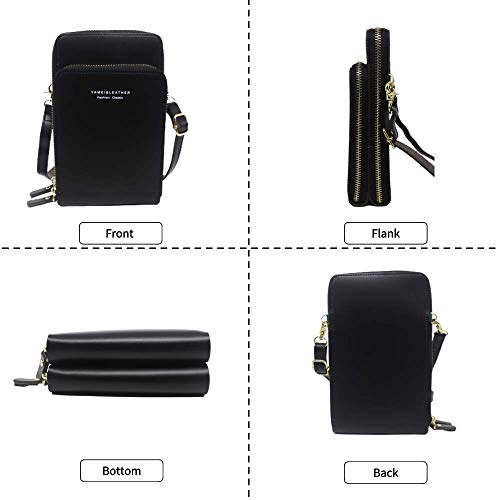 OSTKAKA Small Crossbody Phone Bag，Mobile Phone Bags for Women，Wristlet Wallet with Cell Phone Holder (A-Black)