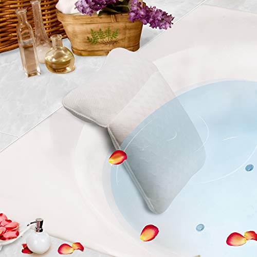 PINGKO Bath Pillow with Head, Neck, Shoulder and Back Support - Non-Slip, Extra Thick & Soft, Machine Washable,3D Air Mesh Technology,Pad with 6 Suction Cups Spa Bathtub Pillow - Thumbnail 7