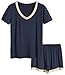 Latuza Women's V-neck Sleepwear Short Sleeve Pajama Set