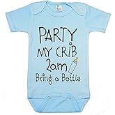 Party in My Crib 2am Letter Print Baby Universal Bodysuit Gift Bodysuits for Newborn Blue
