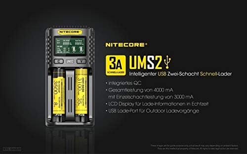 Nitecore Universal Smart Charger 2 Ports UMS2 Adult Unisex, Black, L: 152 x W: 73 x H: 40, L: 152 x l: 73 x H:40 - Image 4