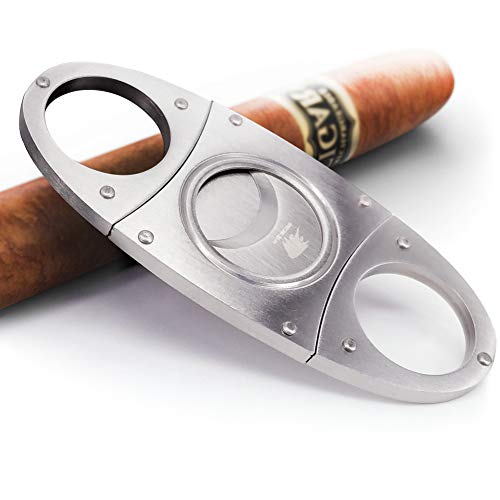 OYHBO Cigar Cutter - Stainless Steel Guillotine & Unique & Antique Style Double Blades Cutter (silver)