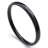 KONOV Mens Womens Stainless Steel Ring, 2mm, Comfort Fit Band, Black