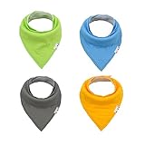 Alva Designed Stylish Baby Solid Bandana Drool Bibs for Boys and Girls 4 Pack of Super Absorbent Baby Gift Sets KSW01