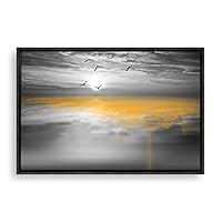 Framed Canvas Wall Art Black and White Scenery Canvas Prints Home Artwork Decoration for Living Room,Bedroom - 16x24 inches