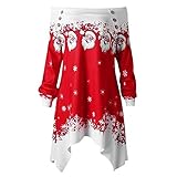 Sunhusing Ladies Christmas Print Off-Shoulder