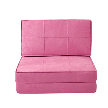 Flip Chair Convertible Sleeper Dorm Bed Couch Lounger Sofa in Racy Pink