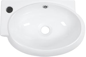 Couoko 16 X 11 Inch Small Bathroom Sink Wall Mount White Ceramic Mini Corner Bathroom Sink Oral Tiny Floating Corner Sinks wi