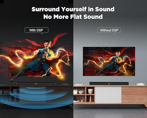 GarageRock Sound Bar for TV, Soundbar 2-in-1 Detachable Sound Bars with Auto Volume Boost for Clear Sound, TV Speakers with 3 EQ Modes, Bluetooth 5.3/ARC/Opt/AUX Connection for PC/Gaming/Projectors