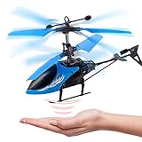Remote Control Helicopter Flying Toys, Mini Led Rechargeable Hand Operated Drone with LED Light for Kids, Boys Girls Indoor Outdoor Games