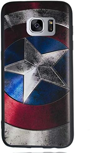 Galaxy S7 Edge 3D Marvel Silicone Phone Case/Gel Cover for Samsung Galaxy S 7 Edge (S7 Edge/G935) / Screen Protector & Cloth/iCHOOSE/Captain America - Shield
