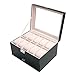 CO-Z Black Leather Display Box Jewelry Box Lockable Watch Case (20 Compartments, Watch Jewelry Display)