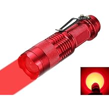 WAYLLSHINE Zoomable Scalable Red LED 3 Mode 200 Lumen 150 Yard Long Range Red Light Flashlight Red Hunting Light Tactical Flashlight Red Light Torch For Fishing Hunting Detector