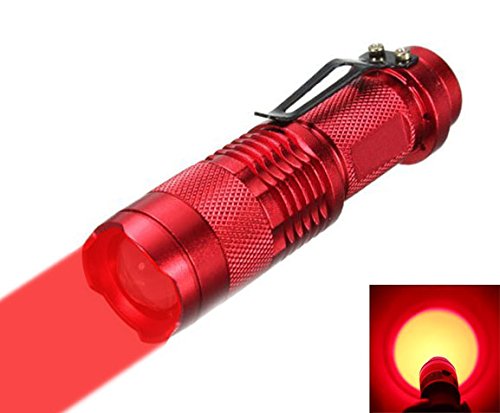 WAYLLSHINE® Zoomable Scalable CREE LED 3 Mode 200 Lumen 150 Yard Long Range Red Light Flashlight Re