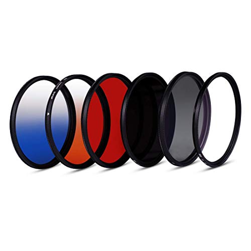 Gobe 46 mm UV Filter, Polfilter (CPL), Graufilter ND64, Farbfilter Rot, Farbverlaufsfilter Orange, Farbverlaufsfilter Blau - Filter Kit (1Peak) – Bild 2