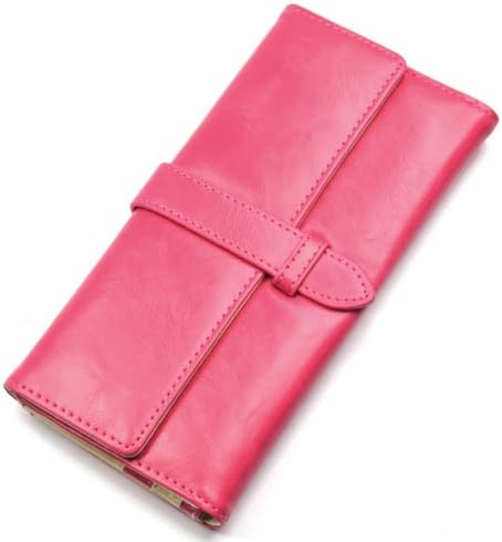 AIRLUT Beautiful Hot Pink synthetic leather women wallet with a strap closure
